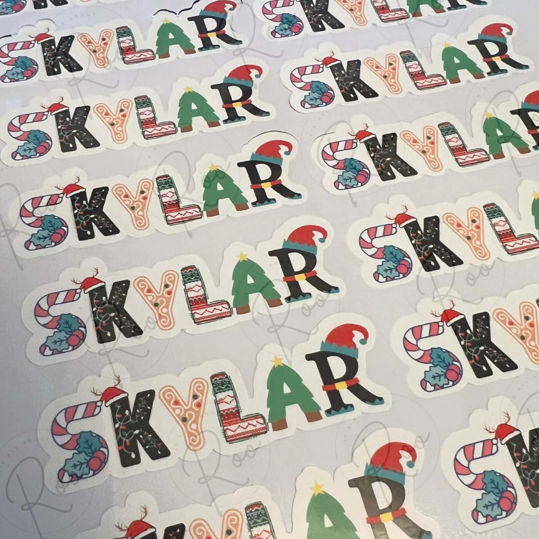 Christmas name stickers