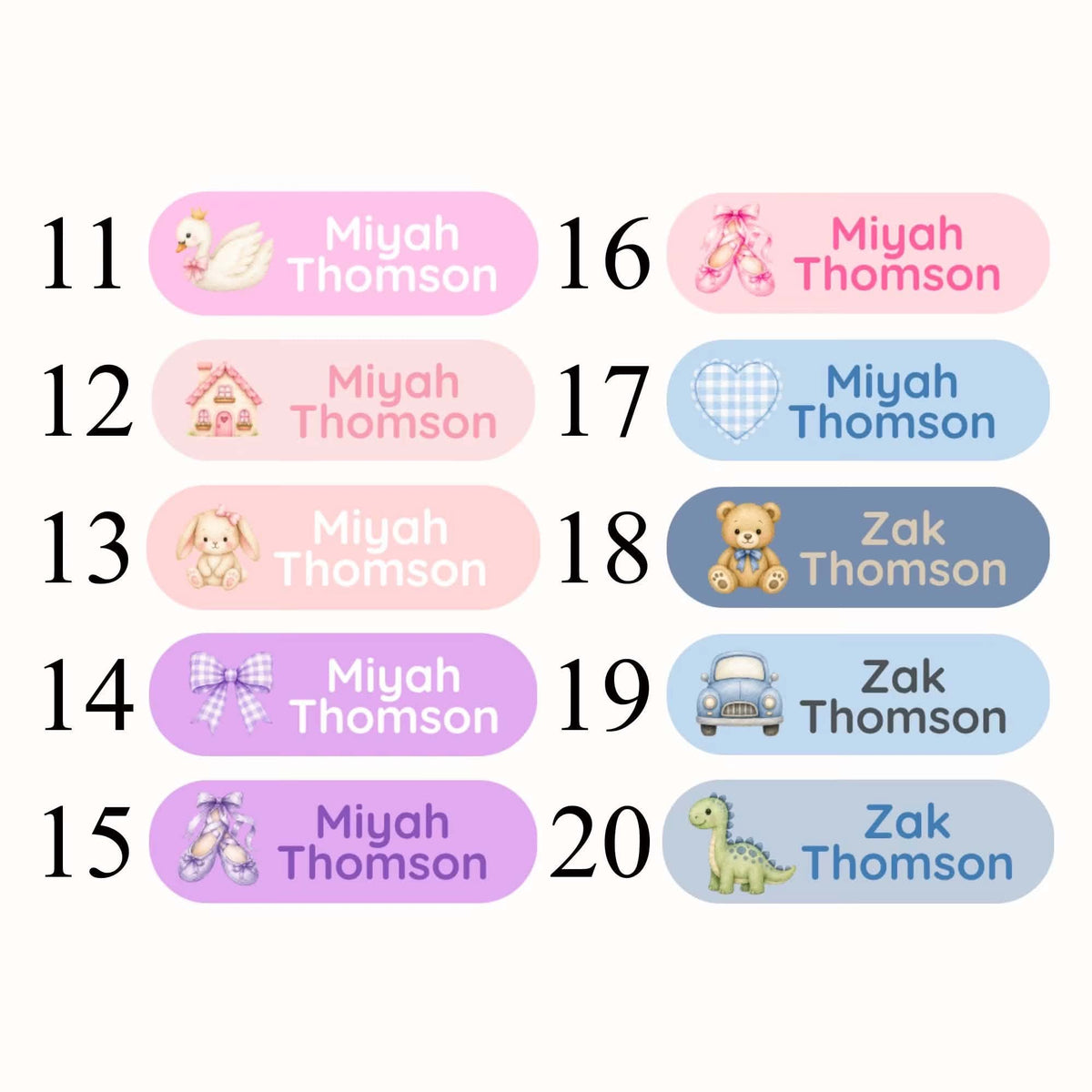 Custom name labels (hard surfaces)
