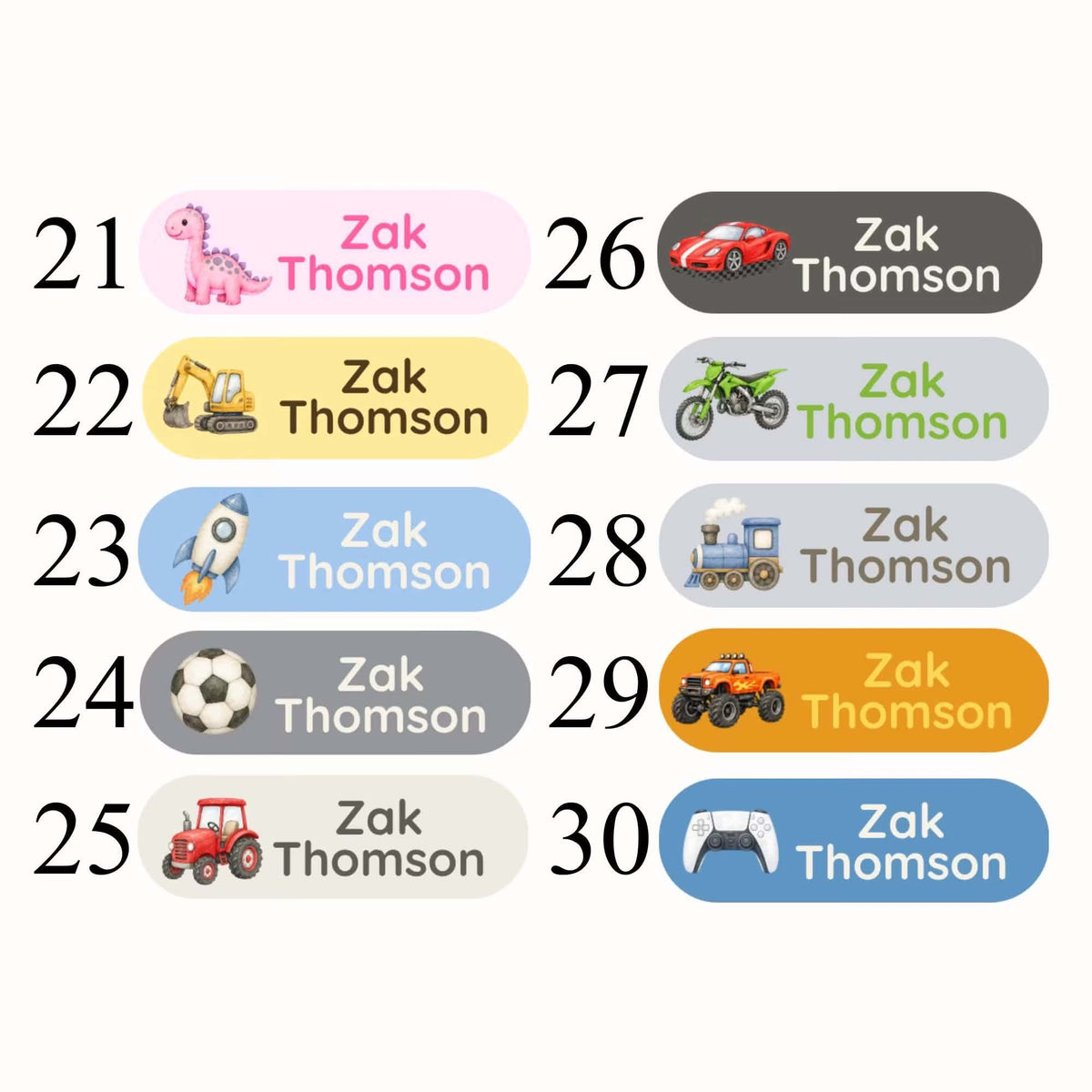Custom name labels (hard surfaces)