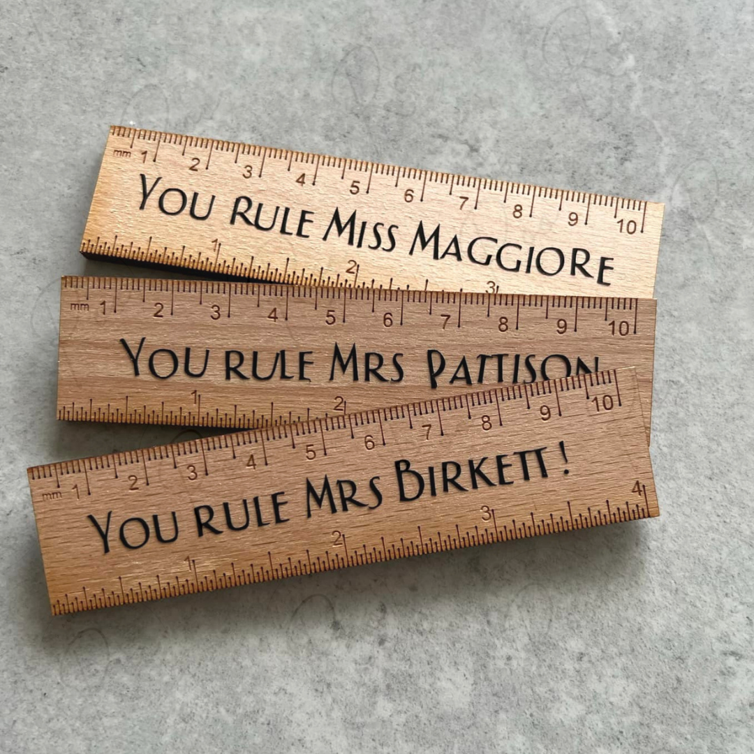 Wooden 10cm personalised rulers.