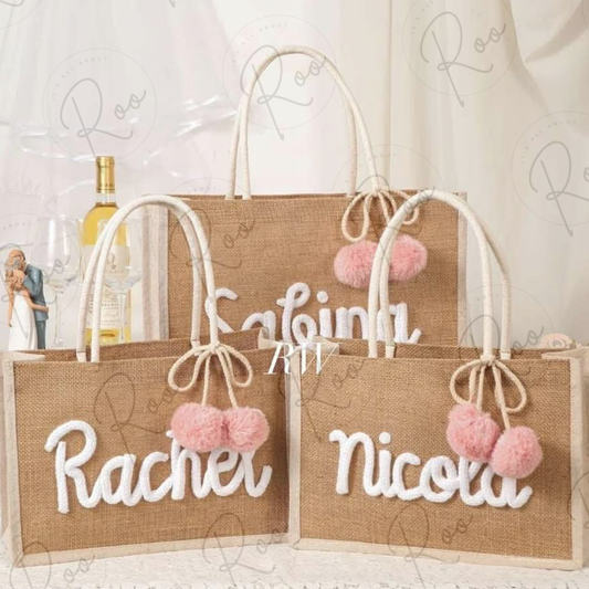 Embroidered Burlap Bag