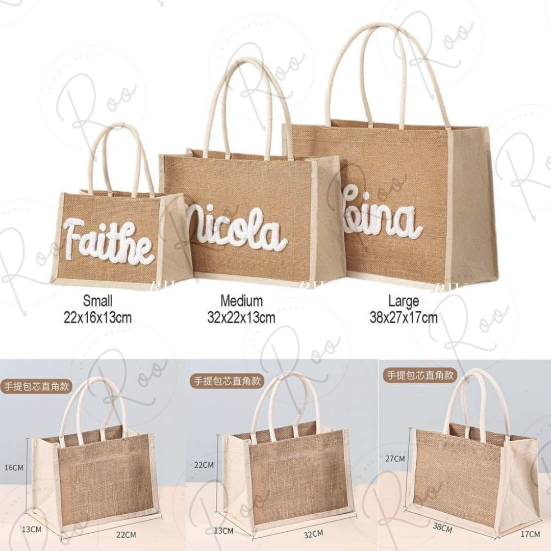 Embroidered Burlap Bag