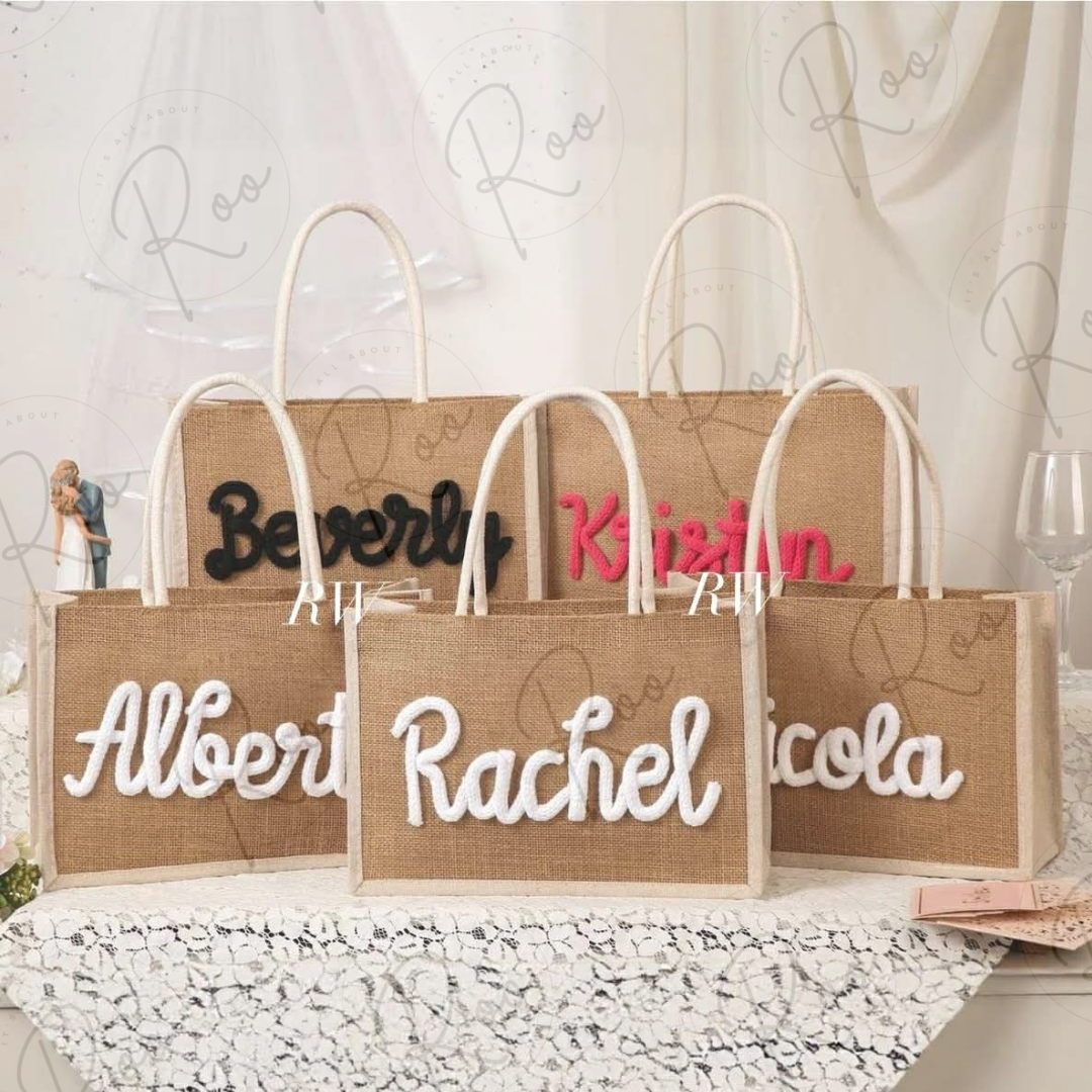 Embroidered Burlap Bag