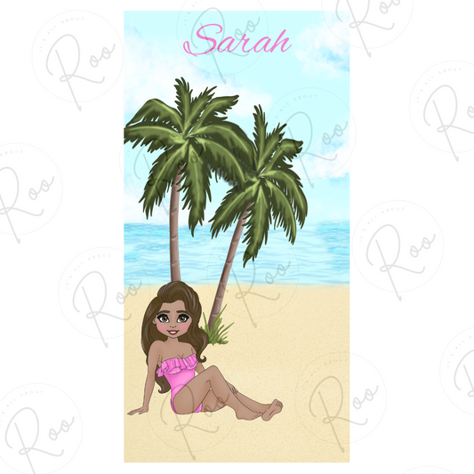 Custom Beach Towel - Sunbathing Dolly