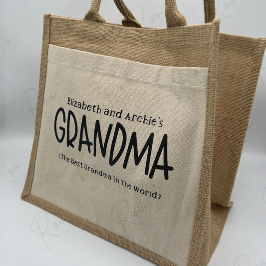 Canvas pocket jute tote bag