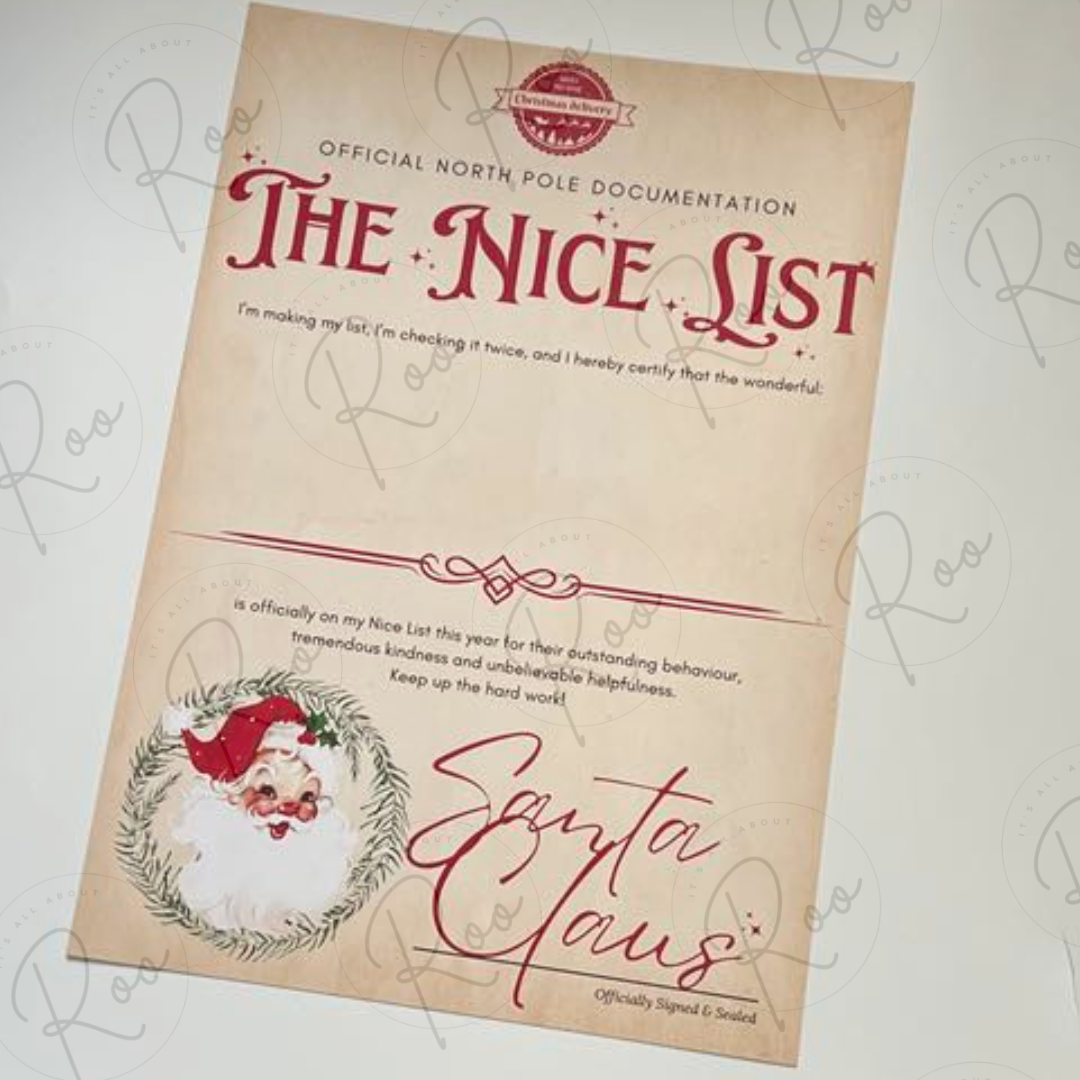 Nice List certificate