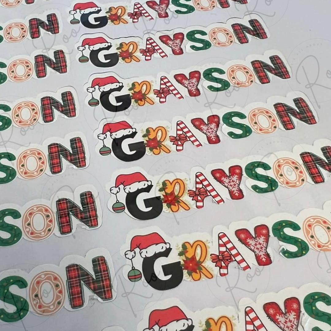 Christmas name stickers