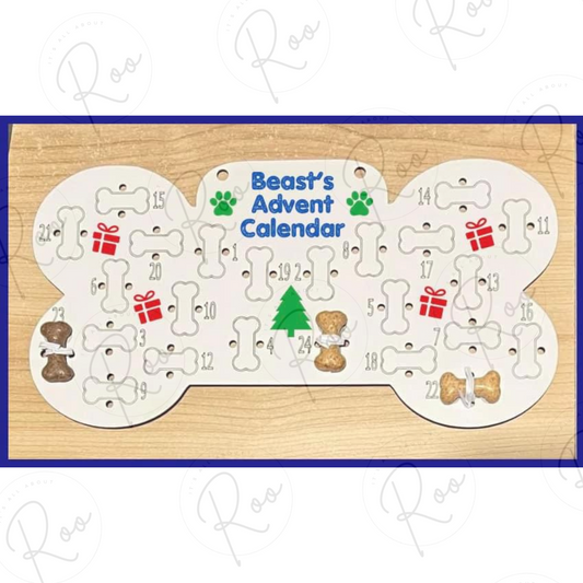 White Fronted MDF Engraved Dog Treat Advent Calendar